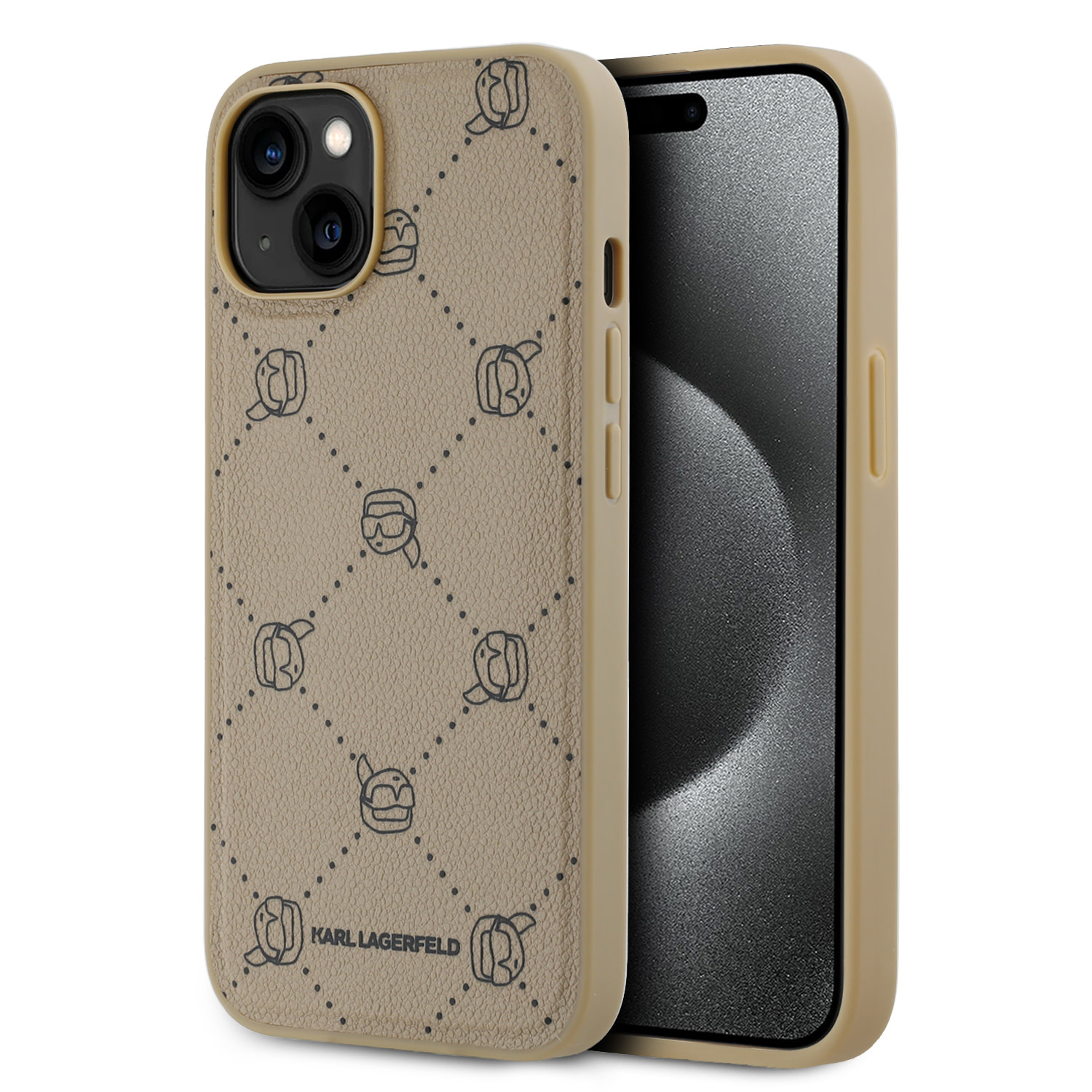 Karl Lagerfeld iPHone 14 Pro hoesje Magsafe - Karl Heads - Beige - productfoto