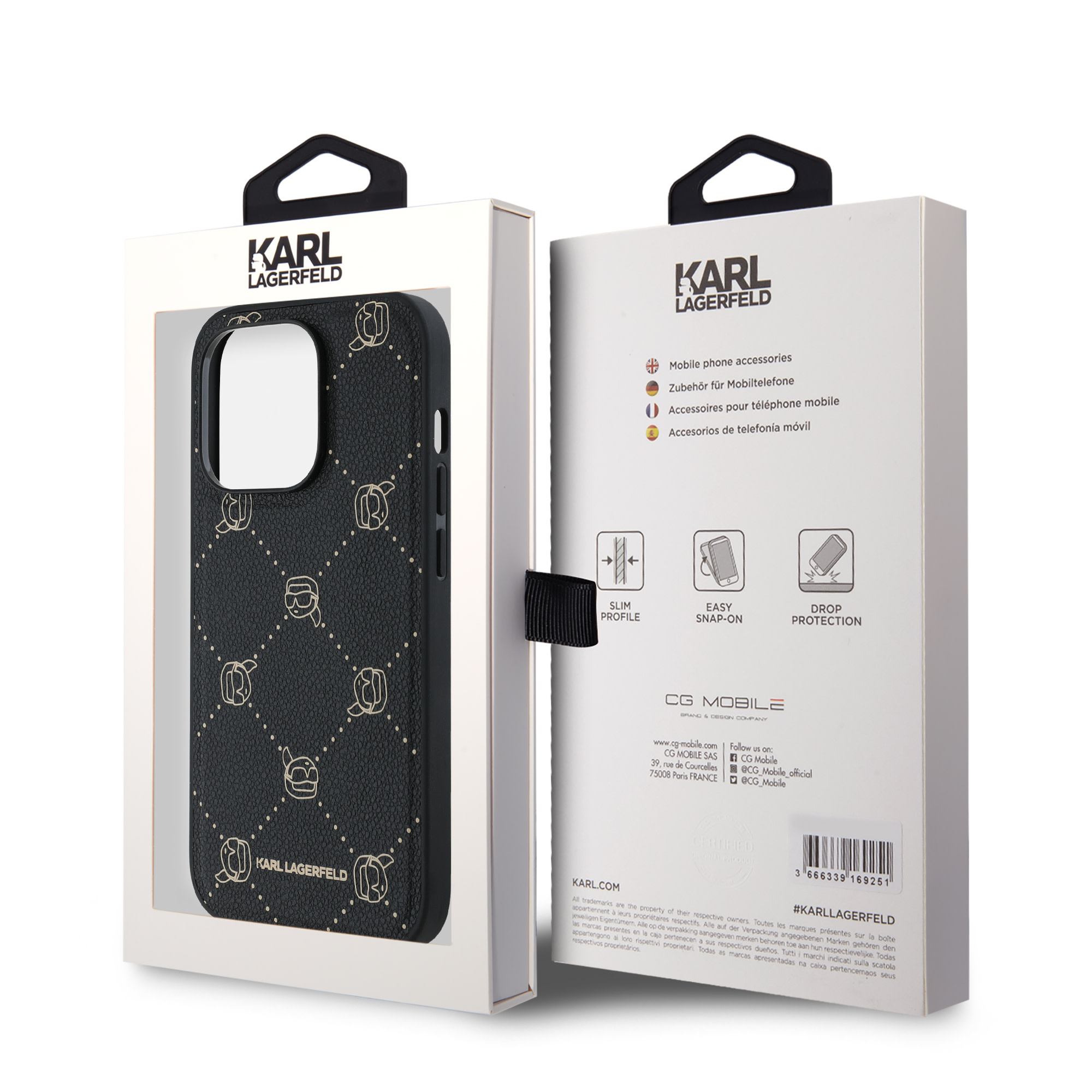 Karl Lagerfeld iPhone 14 Pro Max hoesje Magsafe - Karl Heads - Zwart - detail 8