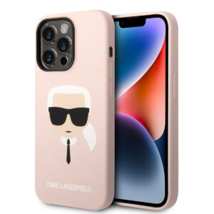 Karl Lagerfeld iPhone 14 Pro Max hoesje - Karl's Head - Magsafe Compatible - Roze - productfoto
