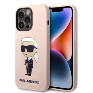 Karl Lagerfeld iPhone 14 Pro Max hoesje - Ikonik NFT Karl - Magsafe Compatible - Roze - productfoto