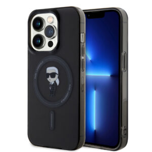 Karl Lagerfeld iPhone 15 Pro Hardcase hoesje - Magsafe Compatible - Ikonik - Zwart - productfoto