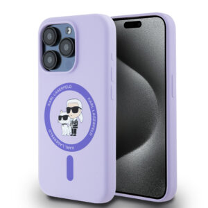 Karl Lagerfeld iPhone 15 Pro hoesje Magsafe - KC head Ring - Paars - productfoto