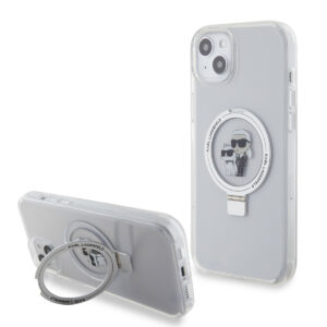 Karl Lagerfeld iPhone 15 Plus Hardcase hoesje - Magsafe compatible - Ringstand - K&C - Wit - productfoto
