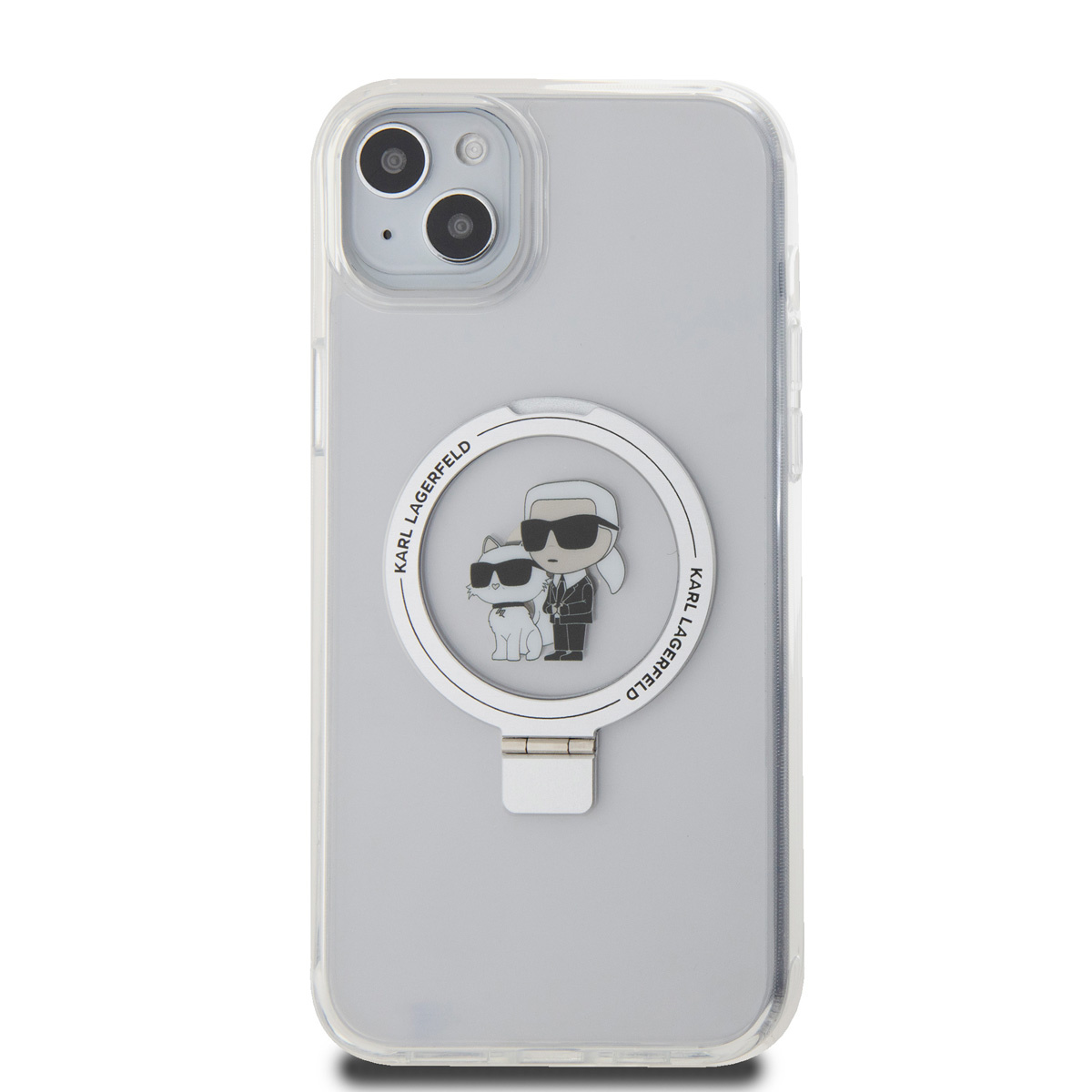 Karl Lagerfeld iPhone 15 Plus Hardcase hoesje - Magsafe compatible - Ringstand - K&C - Wit - detail 2