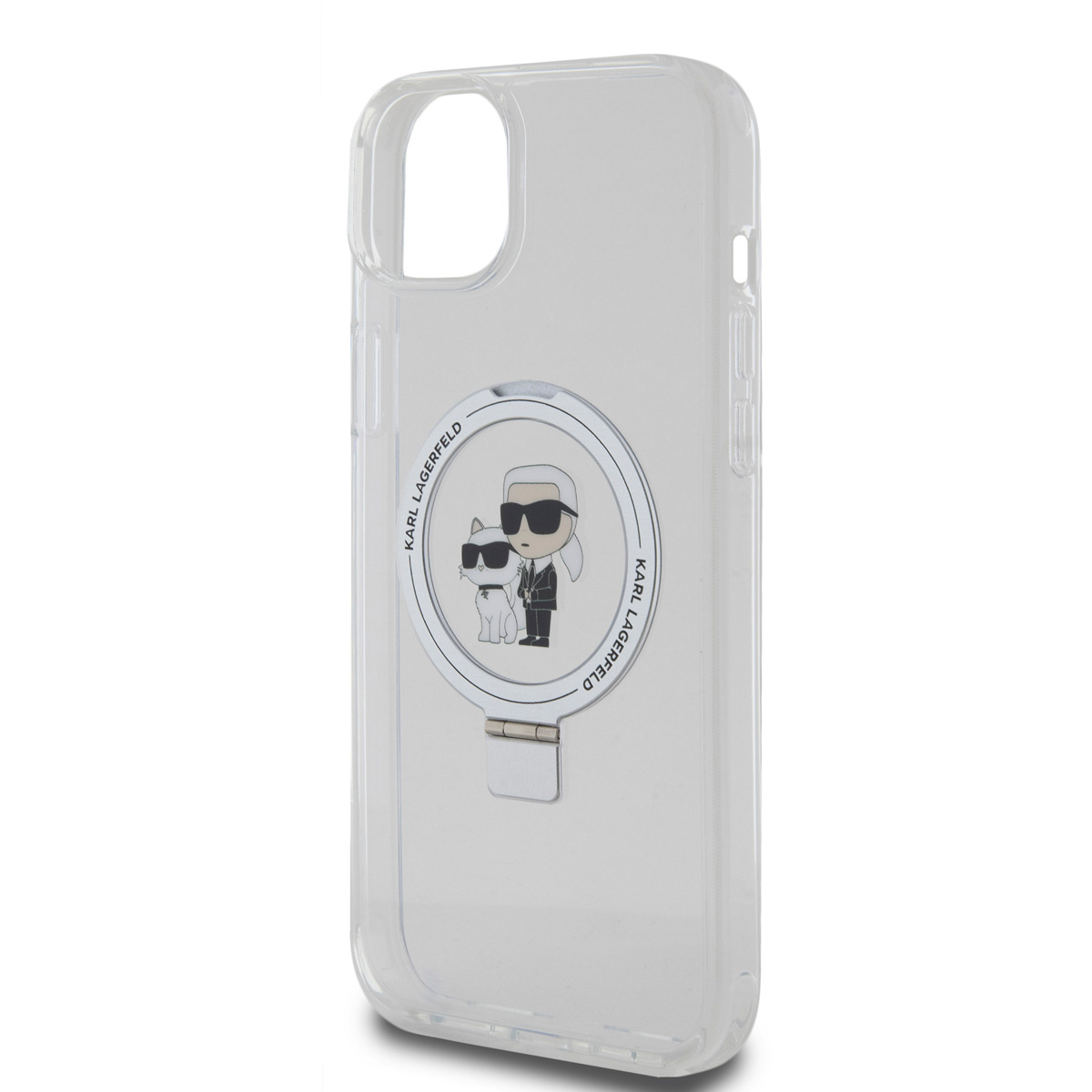 Karl Lagerfeld iPhone 15 Plus Hardcase hoesje - Magsafe compatible - Ringstand - K&C - Wit - detail 4
