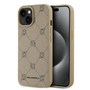 Karl Lagerfeld iPhone 15 Pro hoesje Magsafe - Karl Heads - Beige - productfoto