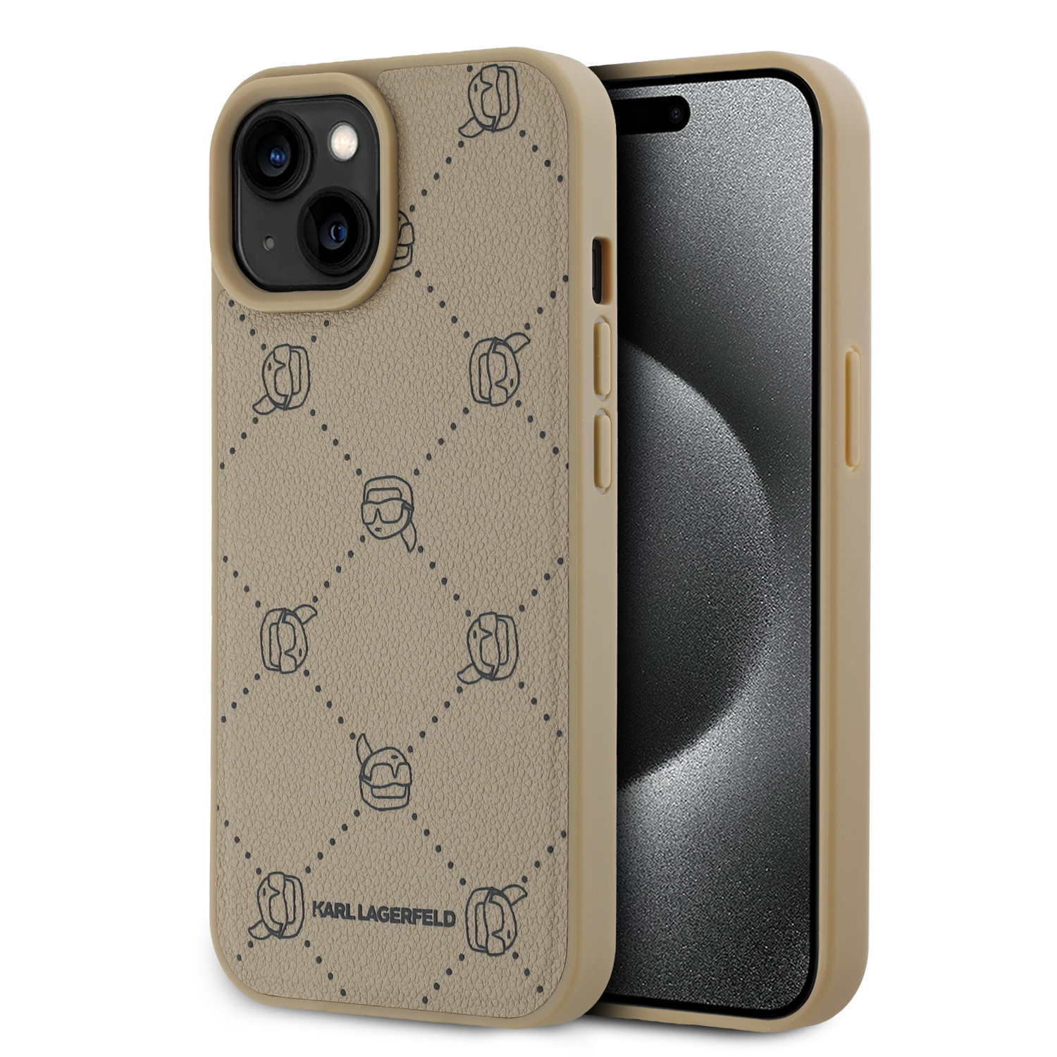Karl Lagerfeld iPhone 15 hoesje Magsafe - Karl Heads - Beige - productfoto