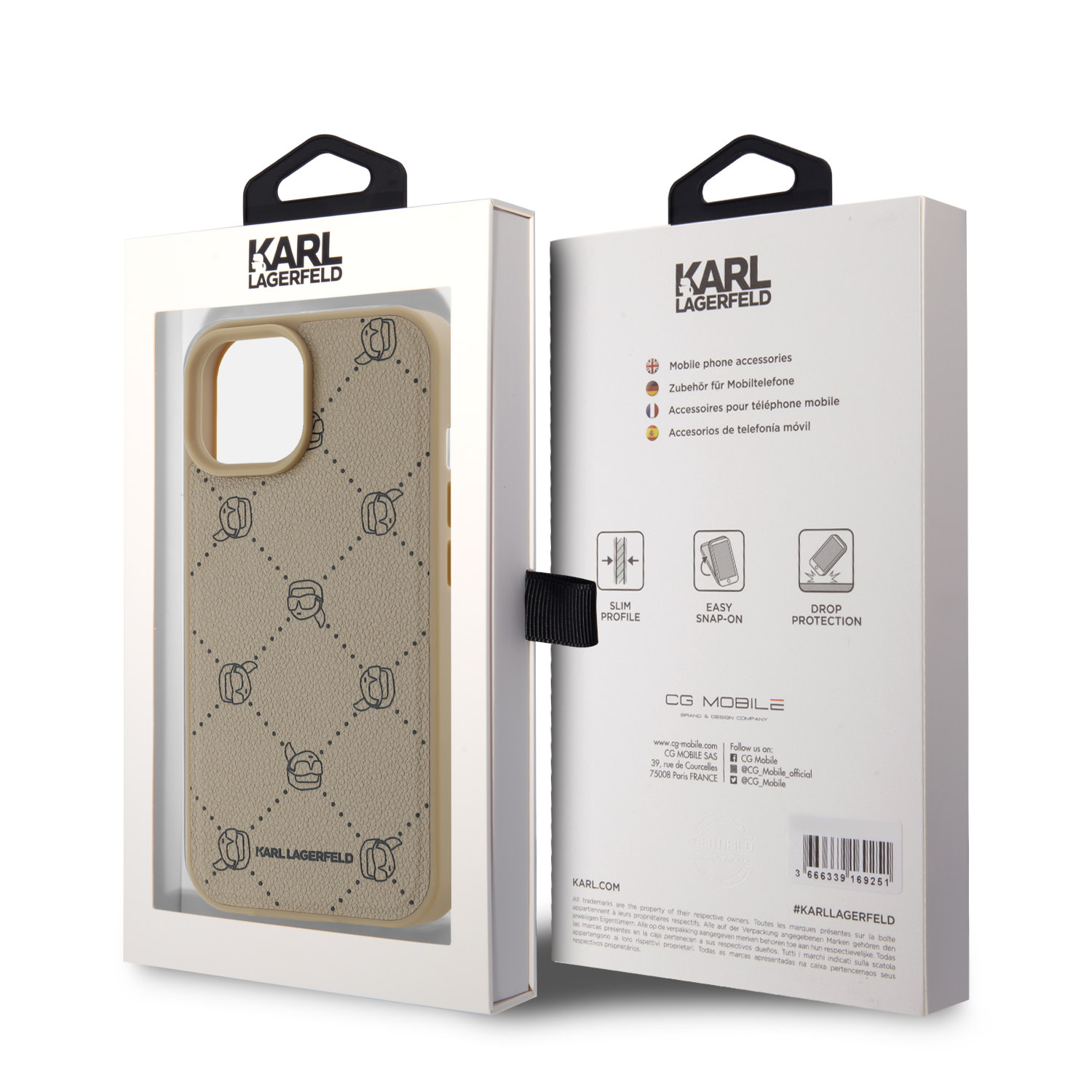 Karl Lagerfeld iPhone 15 hoesje Magsafe - Karl Heads - Beige - detail 7