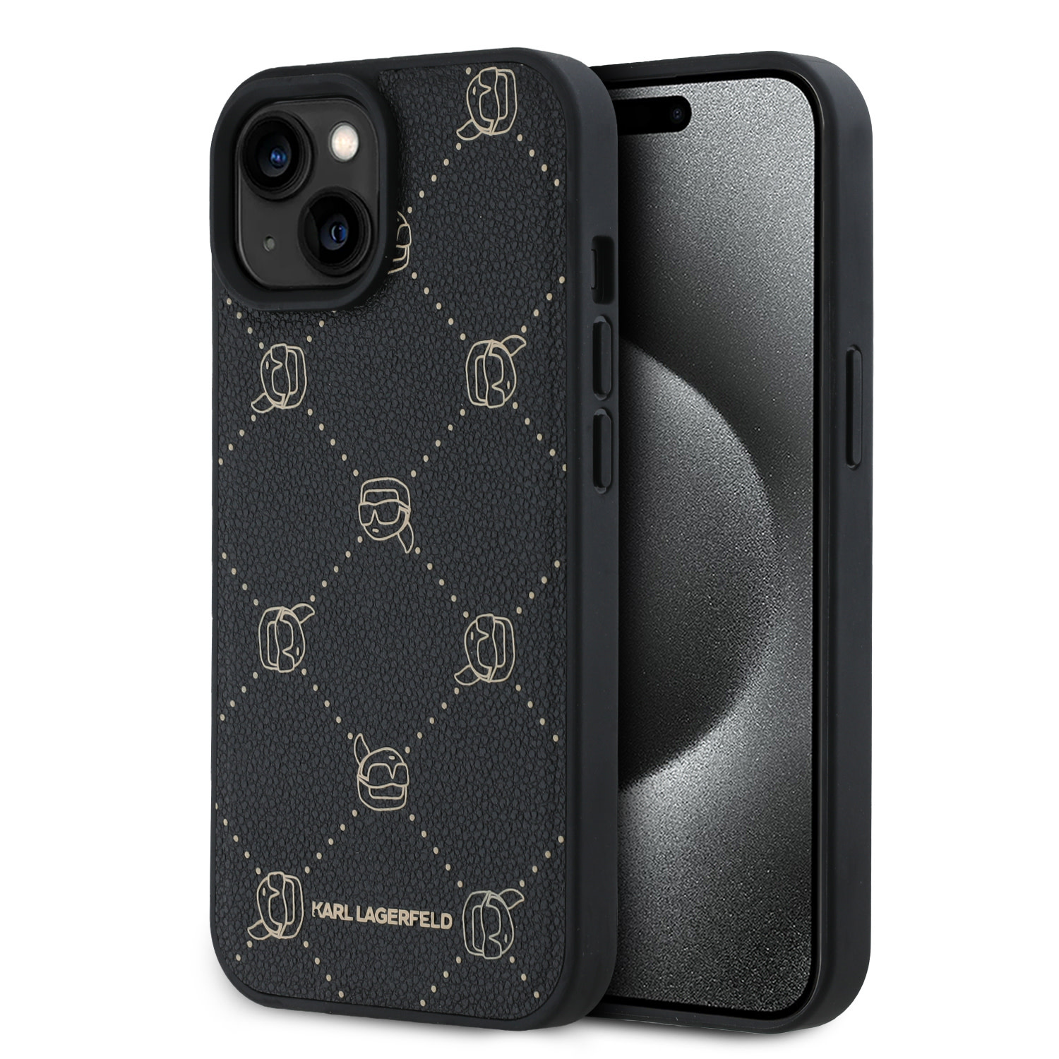 Karl Lagerfeld iPhone 15 Pro Max hoesje Magsafe - Karl Heads - Zwart - productfoto