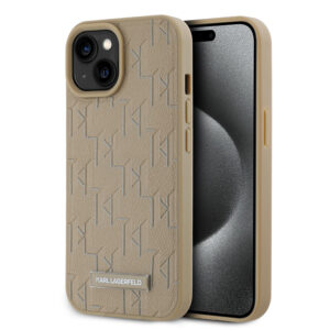 Karl Lagerfeld iPhone 15 hoesje Magsafe pu - hot stamp - Beige - productfoto