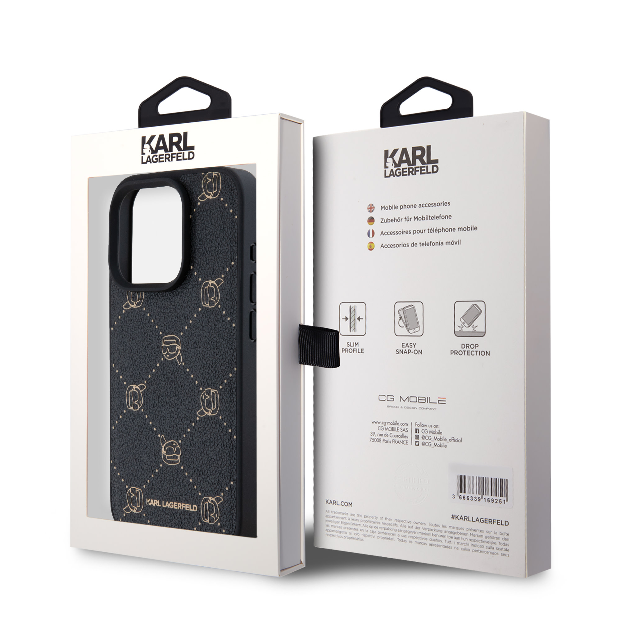 Karl Lagerfeld iPhone 15 Pro Max hoesje Magsafe - Karl Heads - Zwart - detail 6