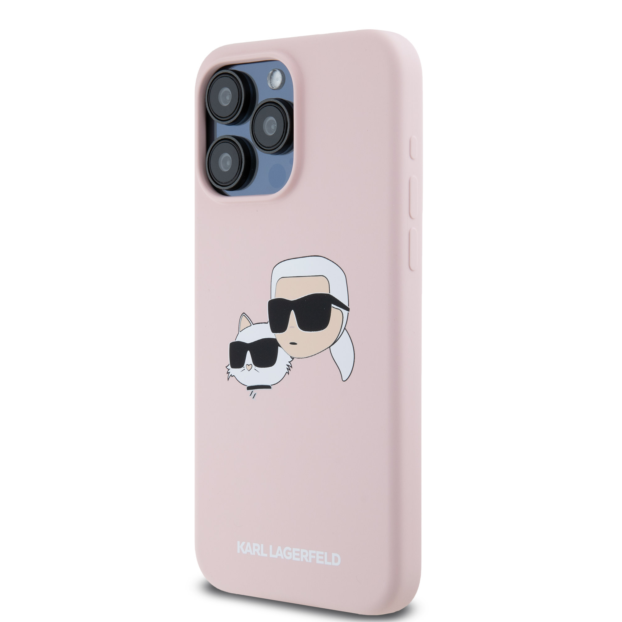 Karl Lagerfeld iPhone 15 Pro Max hoesje Magsafe - double heads print - Roze - detail 6