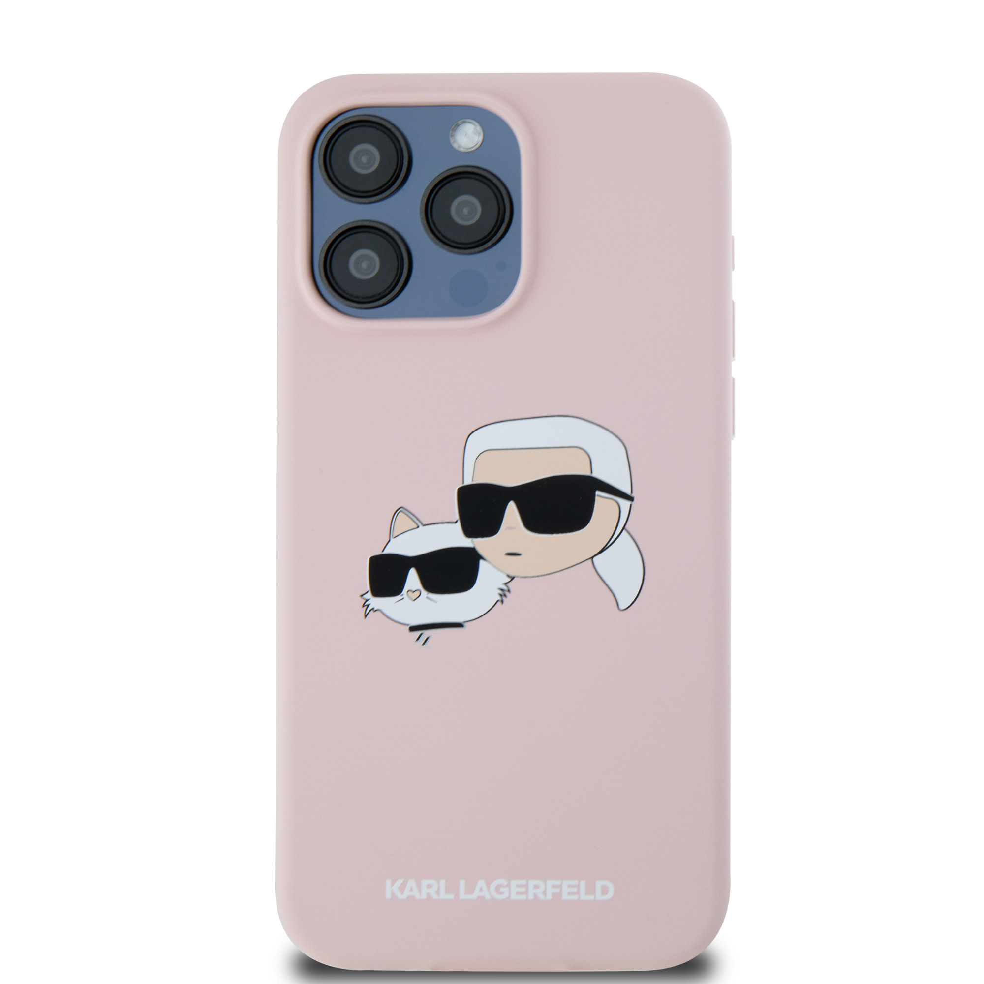 Karl Lagerfeld iPhone 15 Pro Max hoesje Magsafe - double heads print - Roze - detail 4