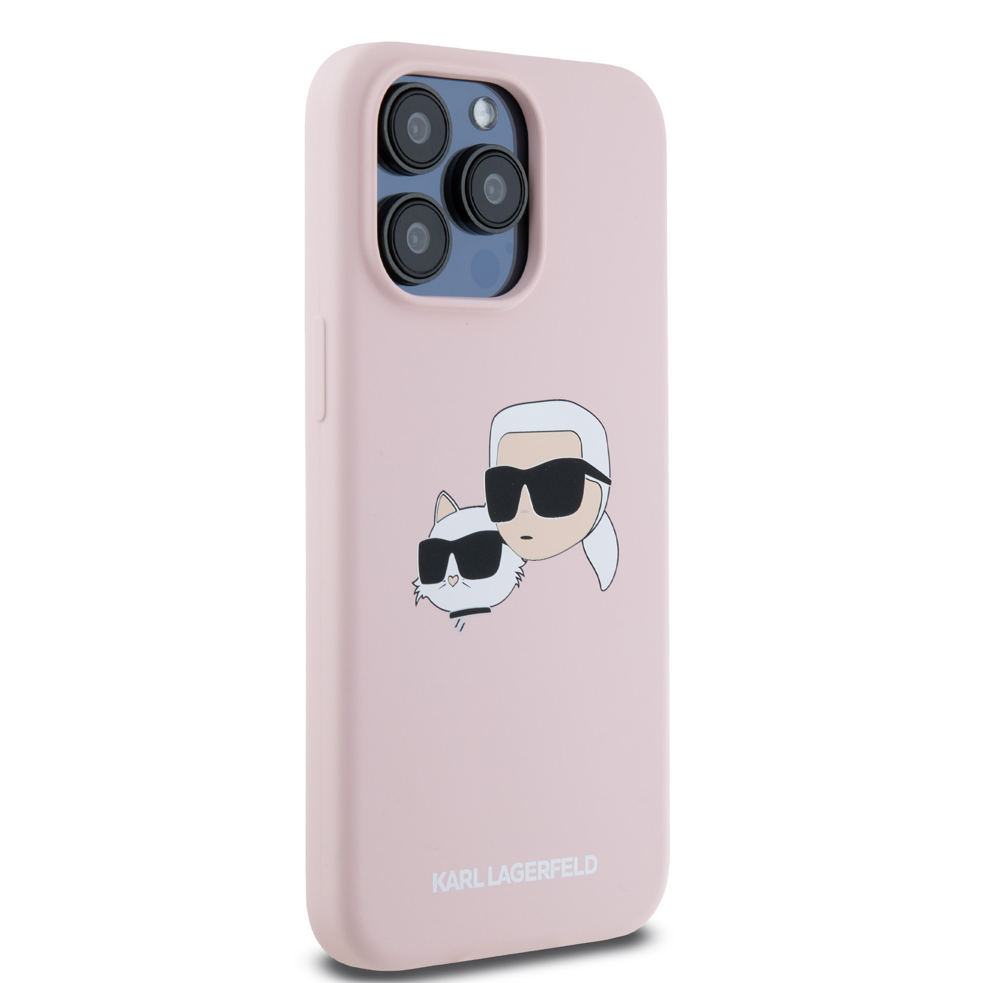 Karl Lagerfeld iPhone 15 Pro Max hoesje Magsafe - double heads print - Roze - detail 5