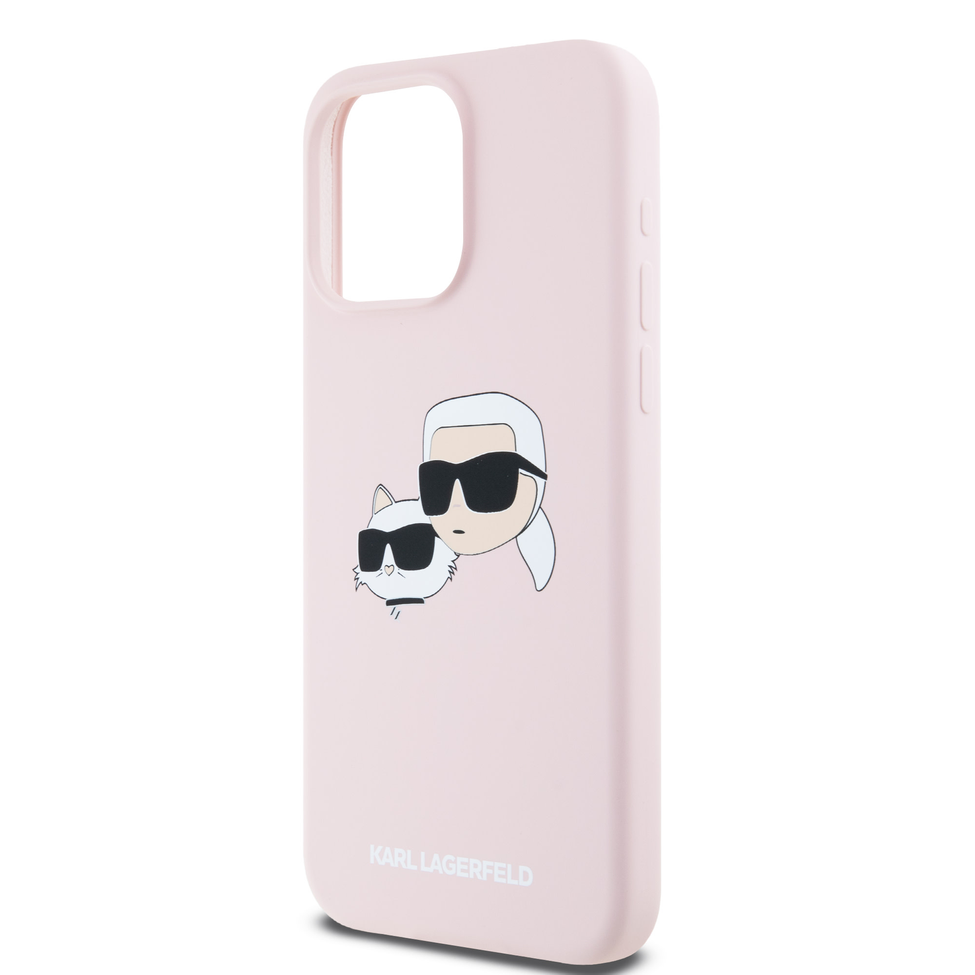 Karl Lagerfeld iPhone 15 Pro Max hoesje Magsafe - double heads print - Roze - detail 2