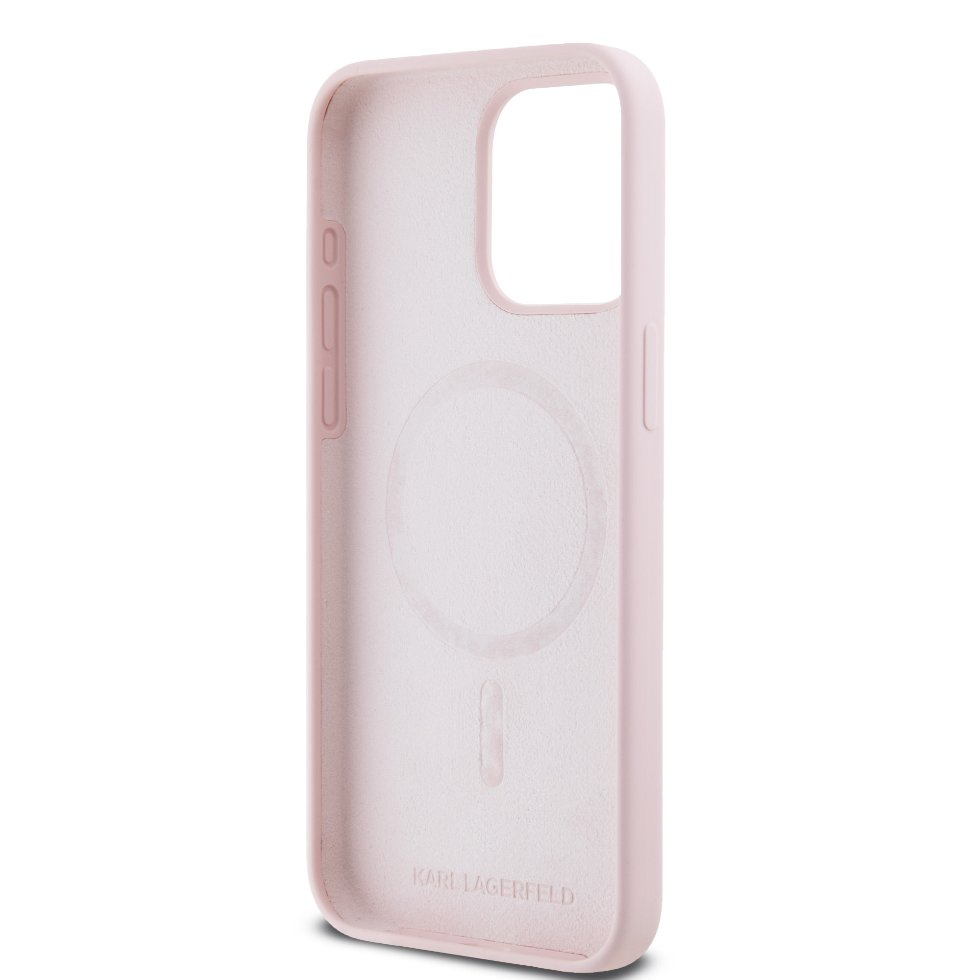 Karl Lagerfeld iPhone 15 Pro Max hoesje Magsafe - double heads print - Roze - detail 1