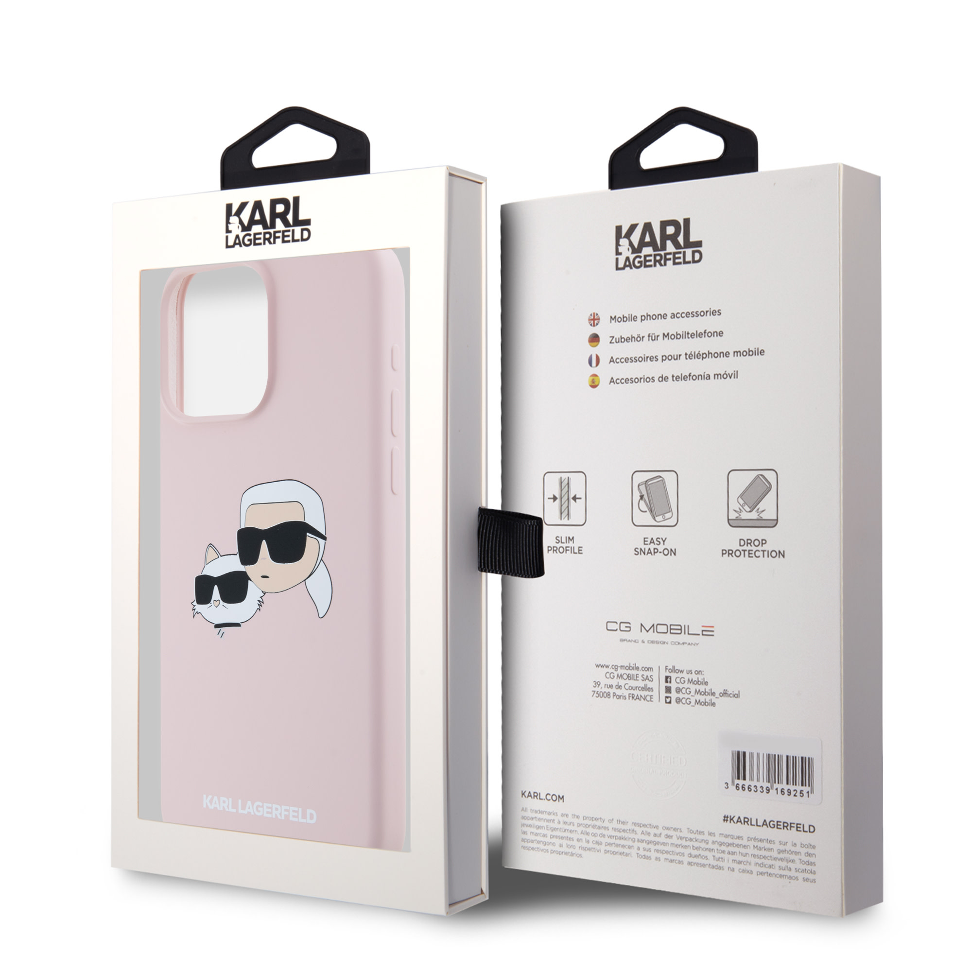 Karl Lagerfeld iPhone 15 Pro Max hoesje Magsafe - double heads print - Roze - detail 7