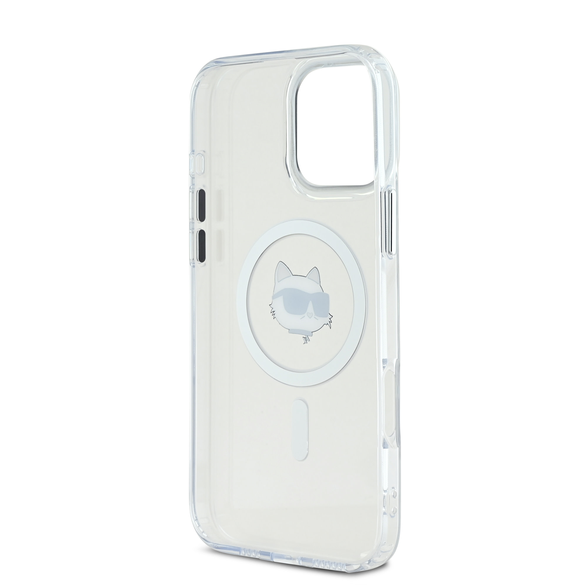 Karl Lagerfeld iPhone 16 Pro hoesje Magsafe IML metal choupette head - Wit - detail 6