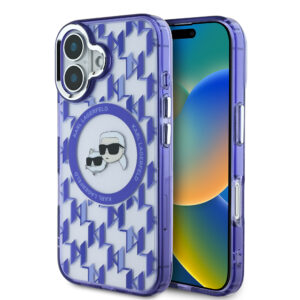 Karl Lagerfeld iPhone 16 hoesje Magsafe IML metal monogram kc - Paars - productfoto