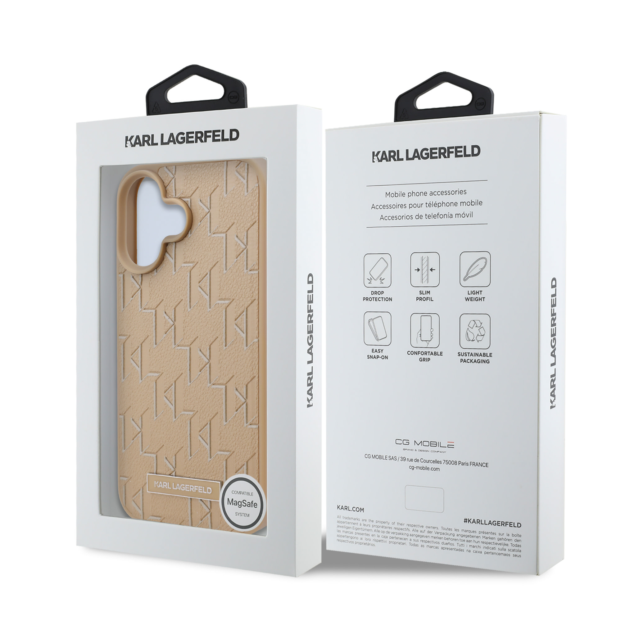 Karl Lagerfeld iPhone 16 hoesje Magsafe PU hot stamp - Beige - detail 6