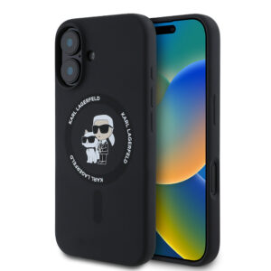 Karl Lagerfeld iPhone 16 hoesje Magsafe SILICONE kc - Zwart - productfoto