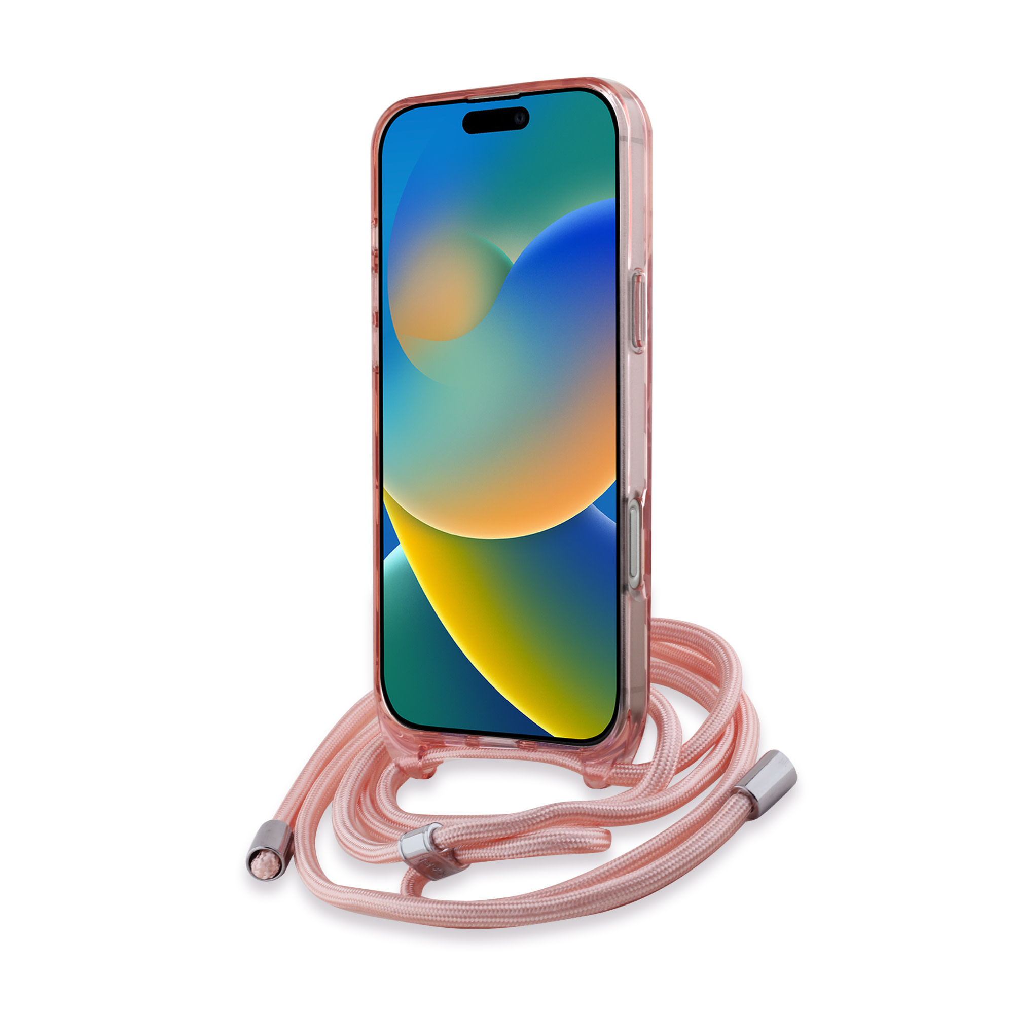 Karl Lagerfeld iPhone 16 Pro Max hoesje Magsafe IML KC heads - cord - Roze - detail 3