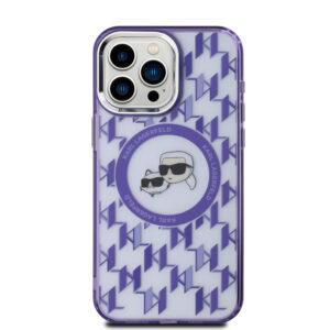 Karl Lagerfeld iPhone 16 Pro Max hoesje Magsafe IML metal monogram kc - Paars - productfoto