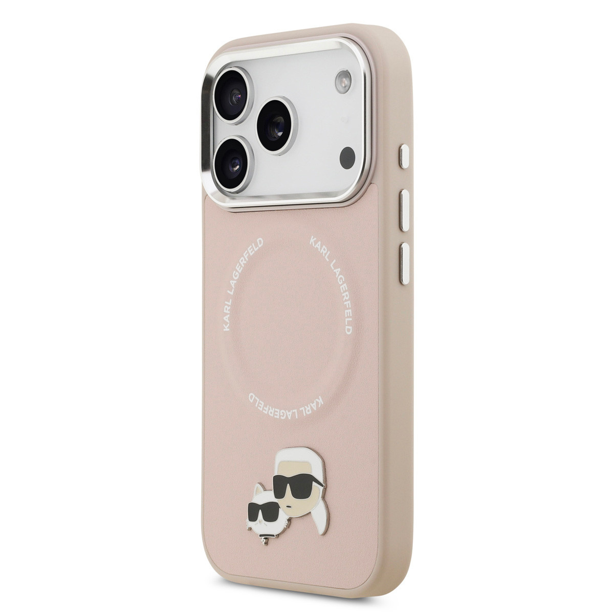 Karl lagerfeld iPhone 17 Pro hoesje - MagSafe - K&C Pins - Roze - detail 1