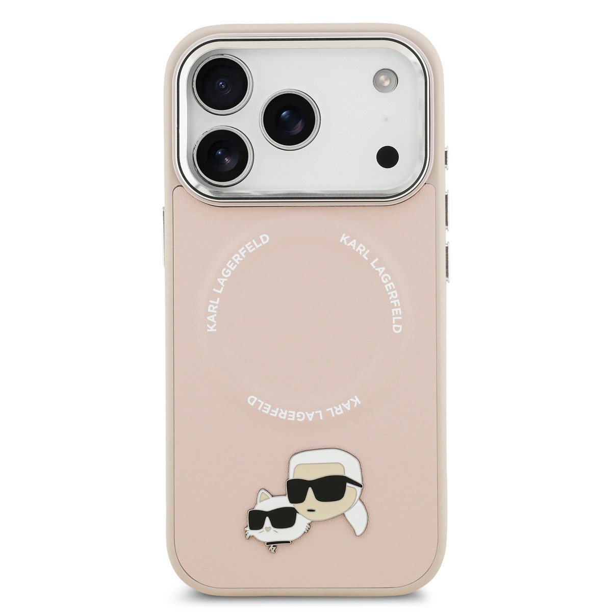 Karl lagerfeld iPhone 17 Pro hoesje - MagSafe - K&C Pins - Roze - detail 2