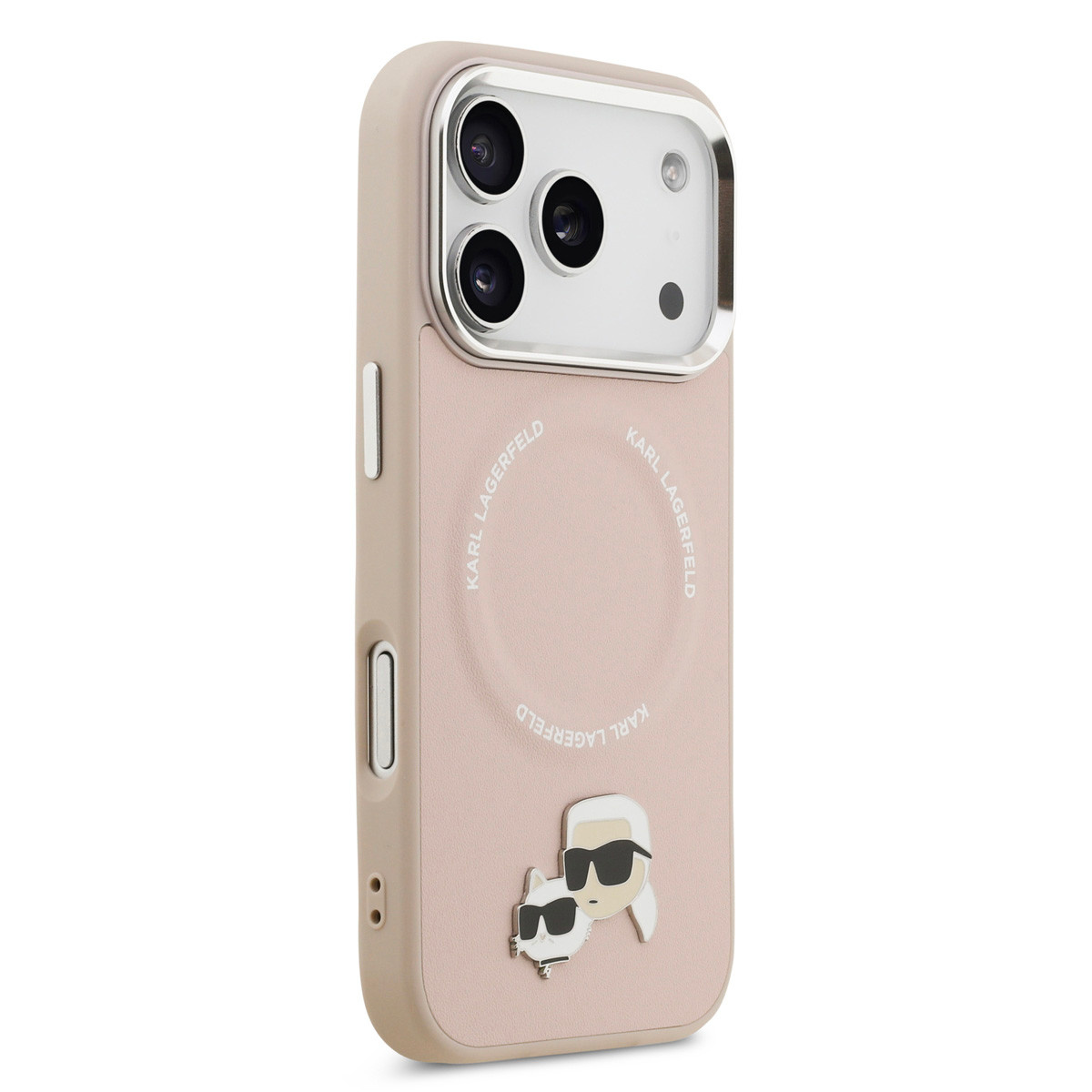 Karl lagerfeld iPhone 17 Pro hoesje - MagSafe - K&C Pins - Roze - detail 3