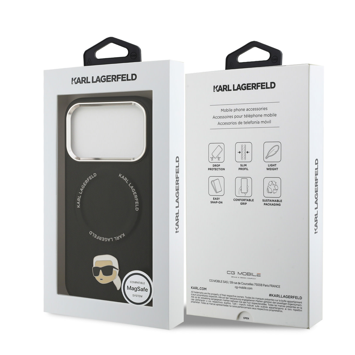 Karl lagerfeld iPhone 17 Pro hoesje - MagSafe - K&C Pins - Zwart - detail 7