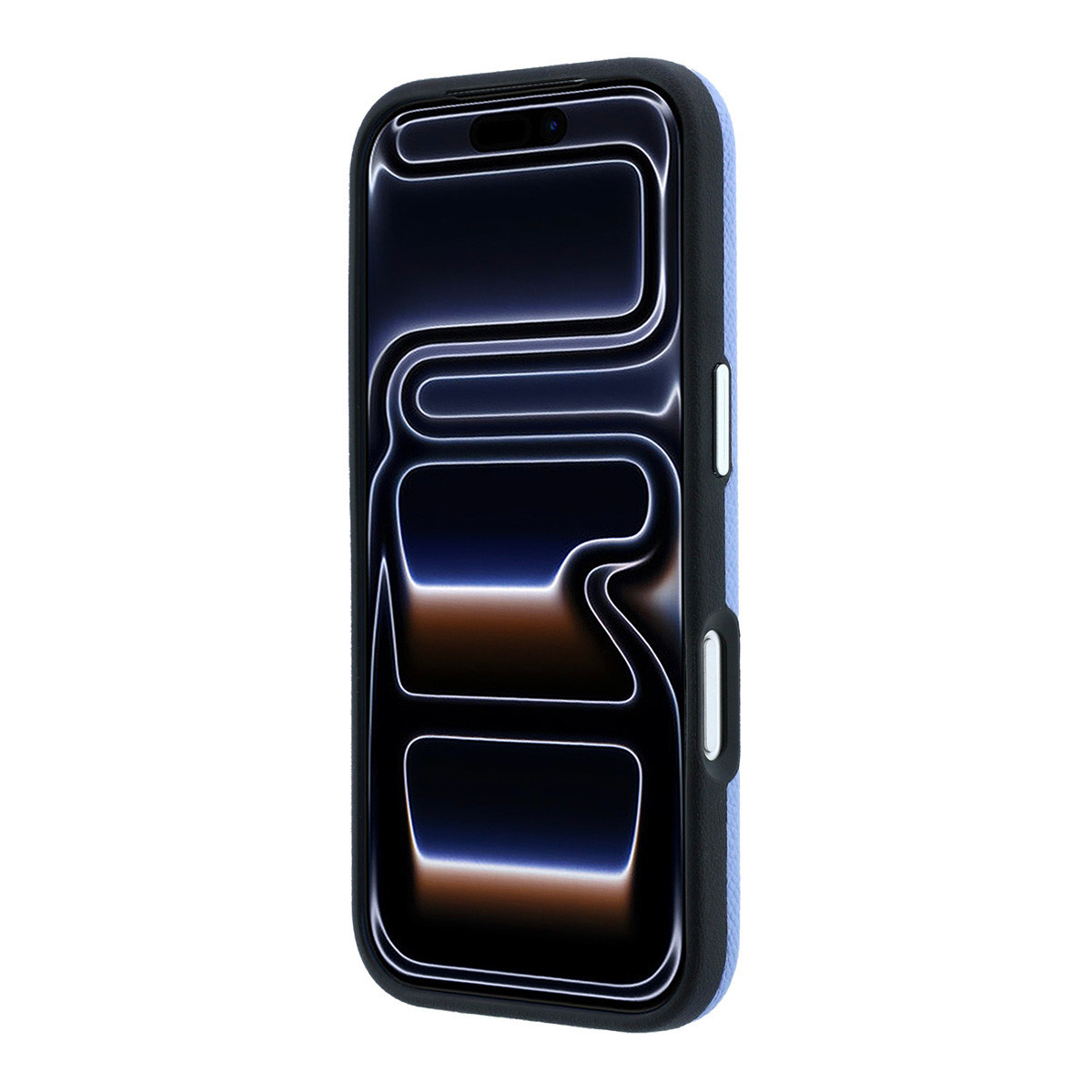 Karl iPhone 18 Pro Case hard shell - MagSafe - SW - grained PU - embossed ring - Kameo logo Lichtblauw - detail 4