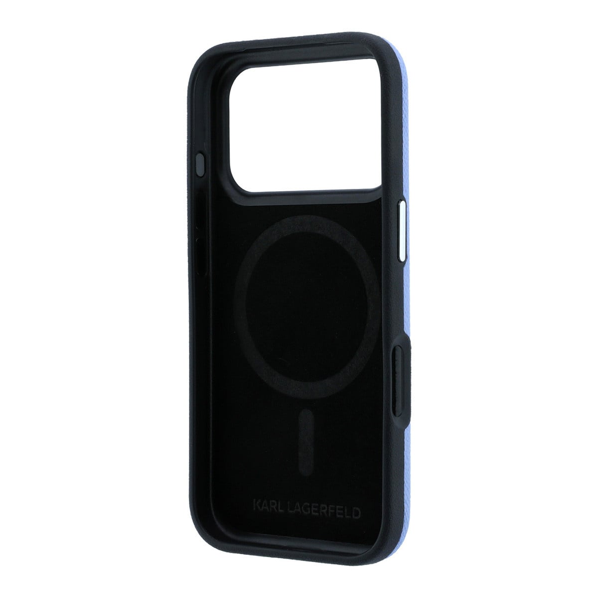Karl iPhone 18 Pro Case hard shell - MagSafe - SW - grained PU - embossed ring - Kameo logo Lichtblauw - detail 6