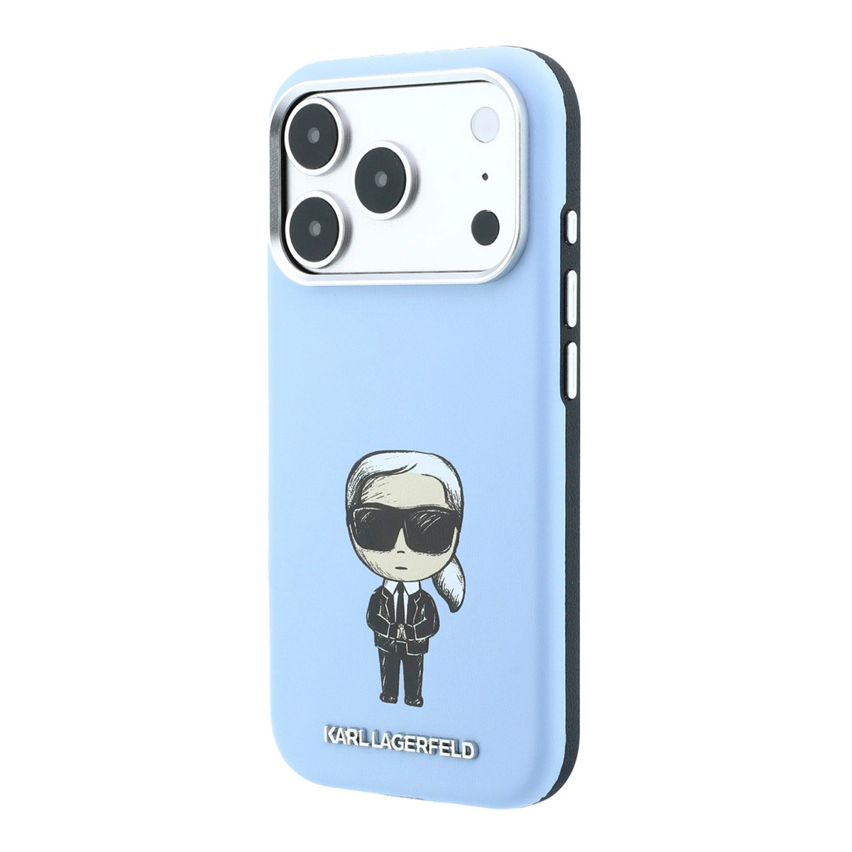 Karl iPhone 18 Pro Case hard shell - MagSafe - SW - smooth PU - Ikonik Sketch Lichtblauw - detail 1