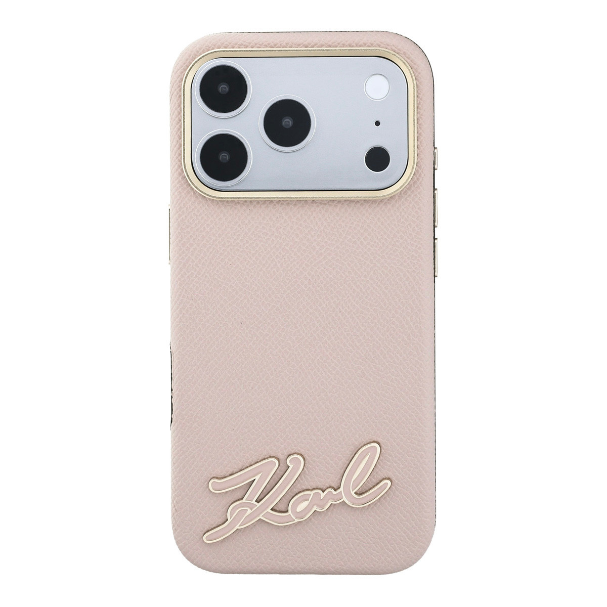 Karl iPhone 18 Pro Case hard shell - MagSafe - SW - grained PU - resin signature logo Roze - detail 2