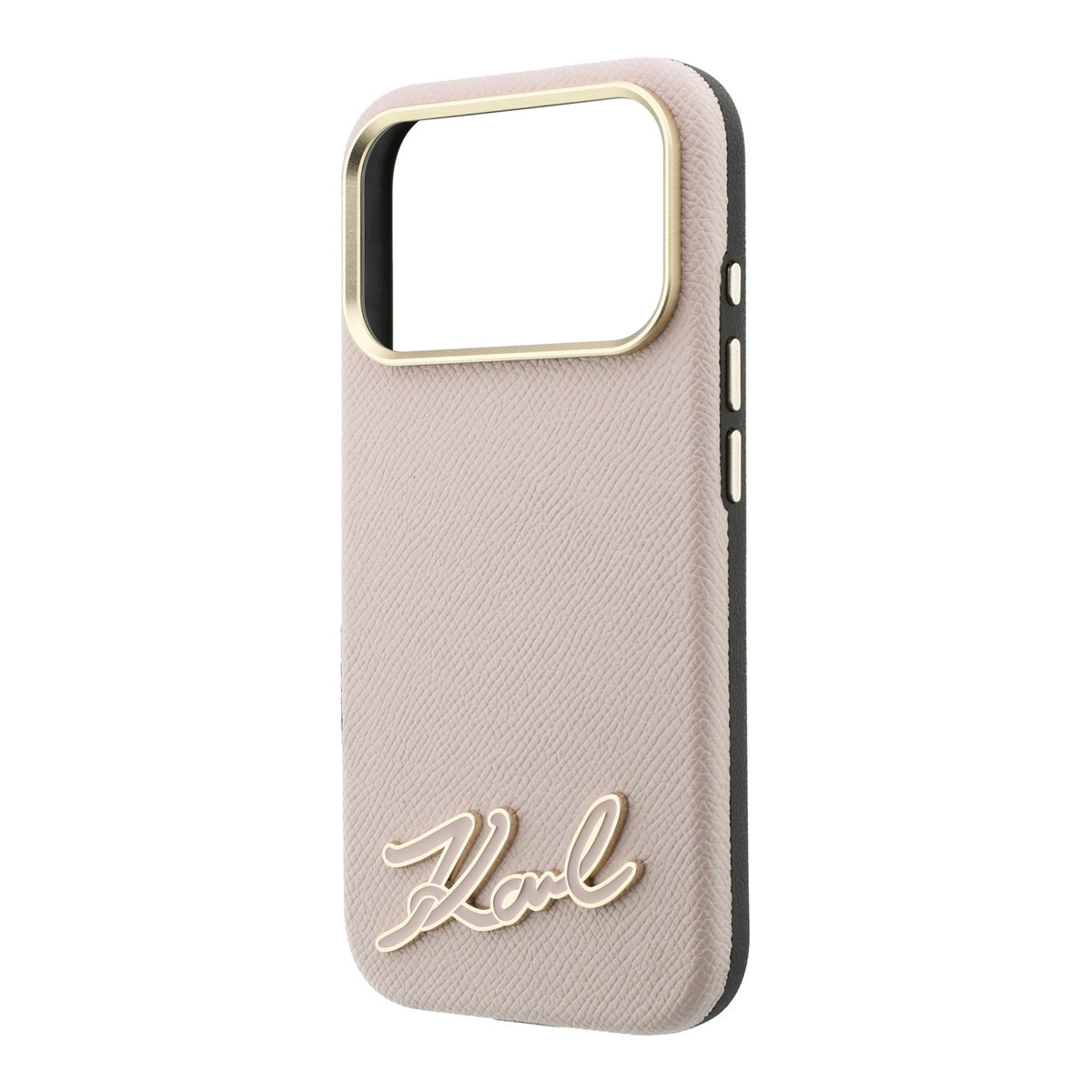 Karl iPhone 18 Pro Case hard shell - MagSafe - SW - grained PU - resin signature logo Roze - detail 5