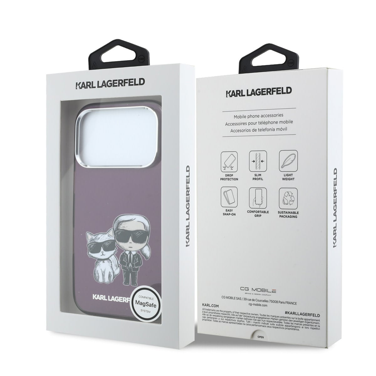 Karl iPhone 18 Pro Max Case hard shell - MagSafe - IML - KC Bodies Sketch print Bordeauxrood - detail 7