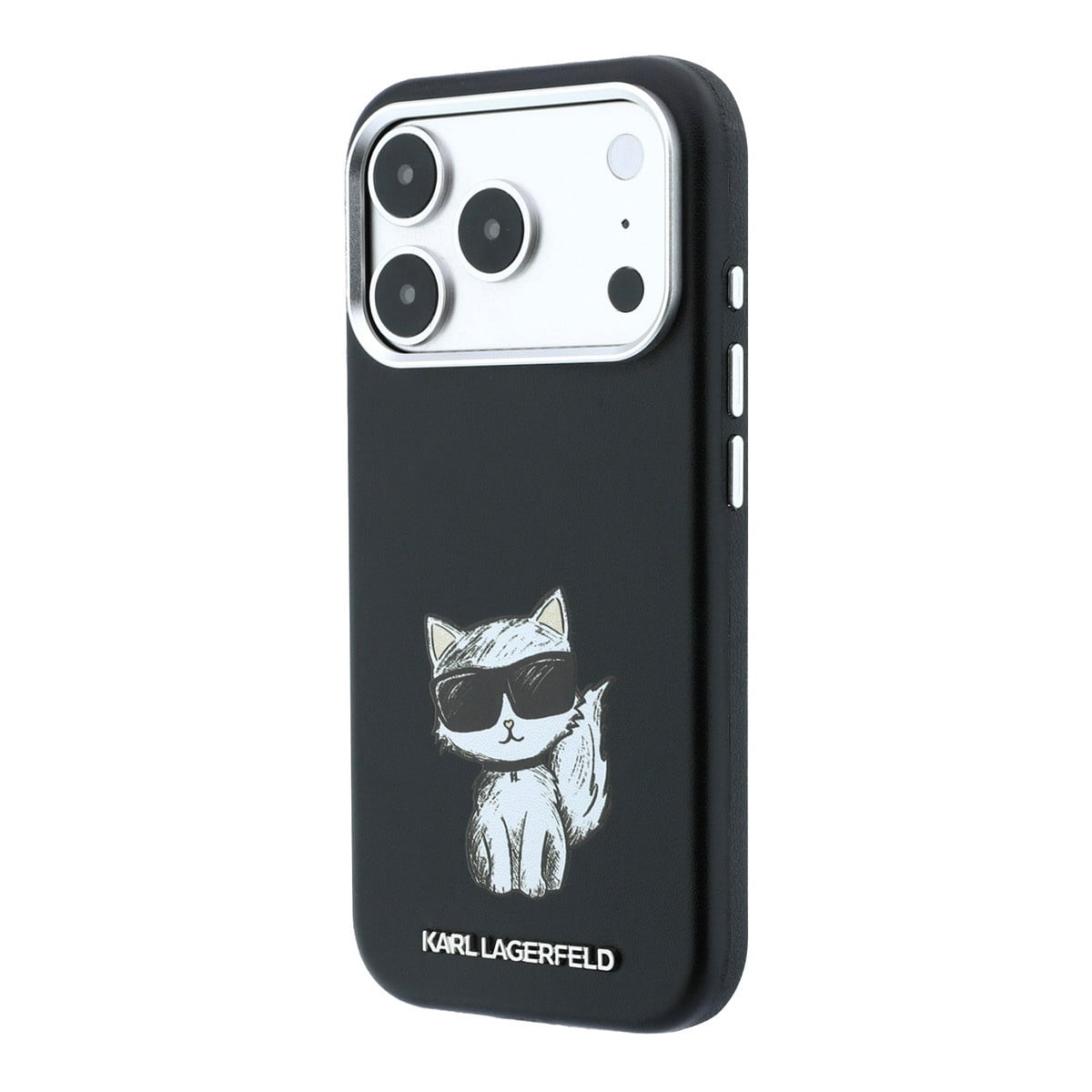 Karl iPhone 18 Pro Max Case hard shell - MagSafe - SW - smooth PU - Choupette Sketch Zwart - detail 1
