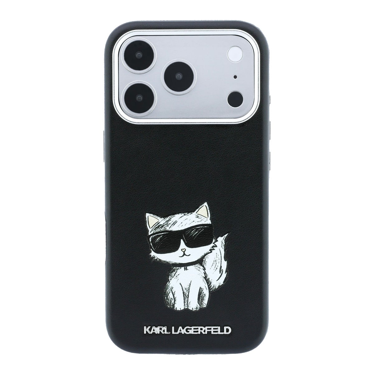 Karl iPhone 18 Pro Max Case hard shell - MagSafe - SW - smooth PU - Choupette Sketch Zwart - detail 2
