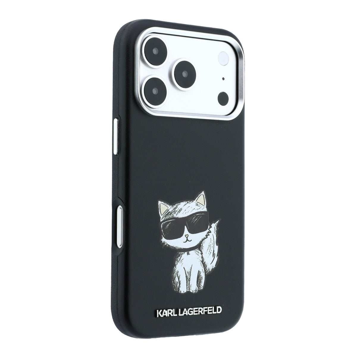Karl iPhone 18 Pro Max Case hard shell - MagSafe - SW - smooth PU - Choupette Sketch Zwart - detail 3
