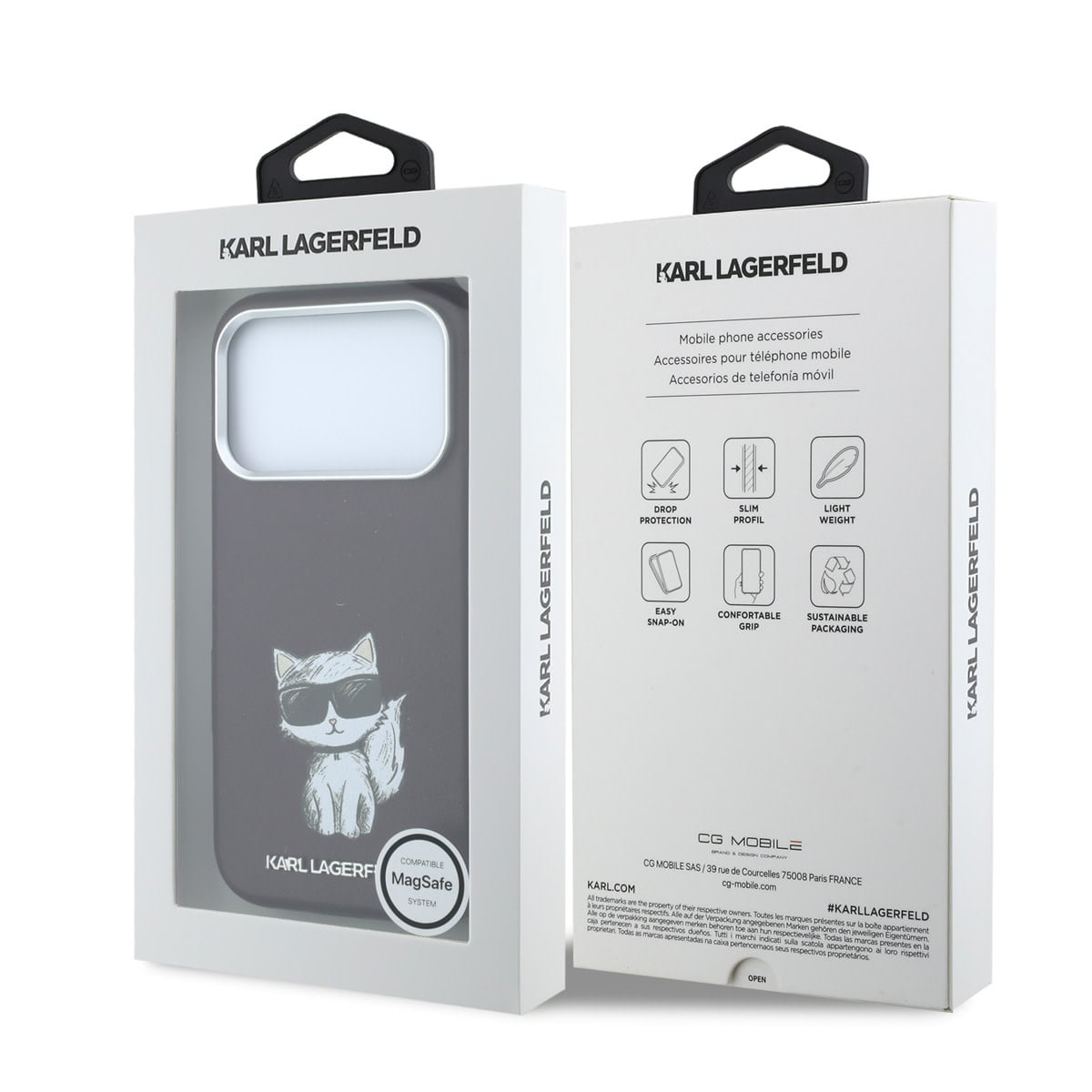 Karl iPhone 18 Pro Max Case hard shell - MagSafe - SW - smooth PU - Choupette Sketch Bordeauxrood - detail 7