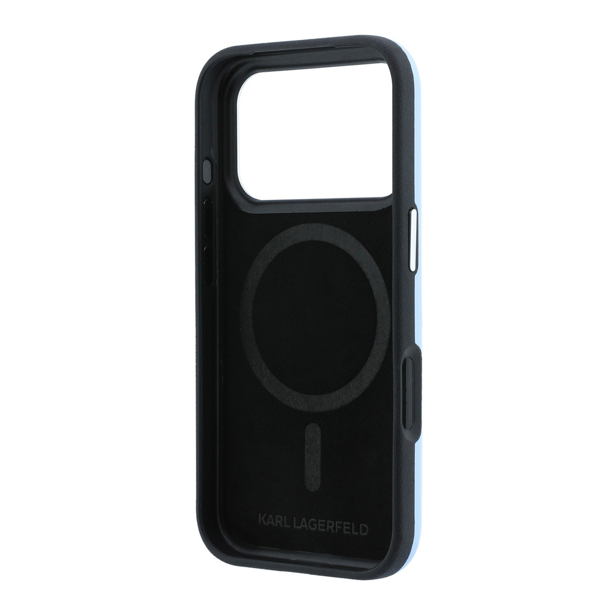 Karl iPhone 18 Pro Max Case hard shell - MagSafe - SW - smooth PU - Ikonik Sketch Lichtblauw - detail 6