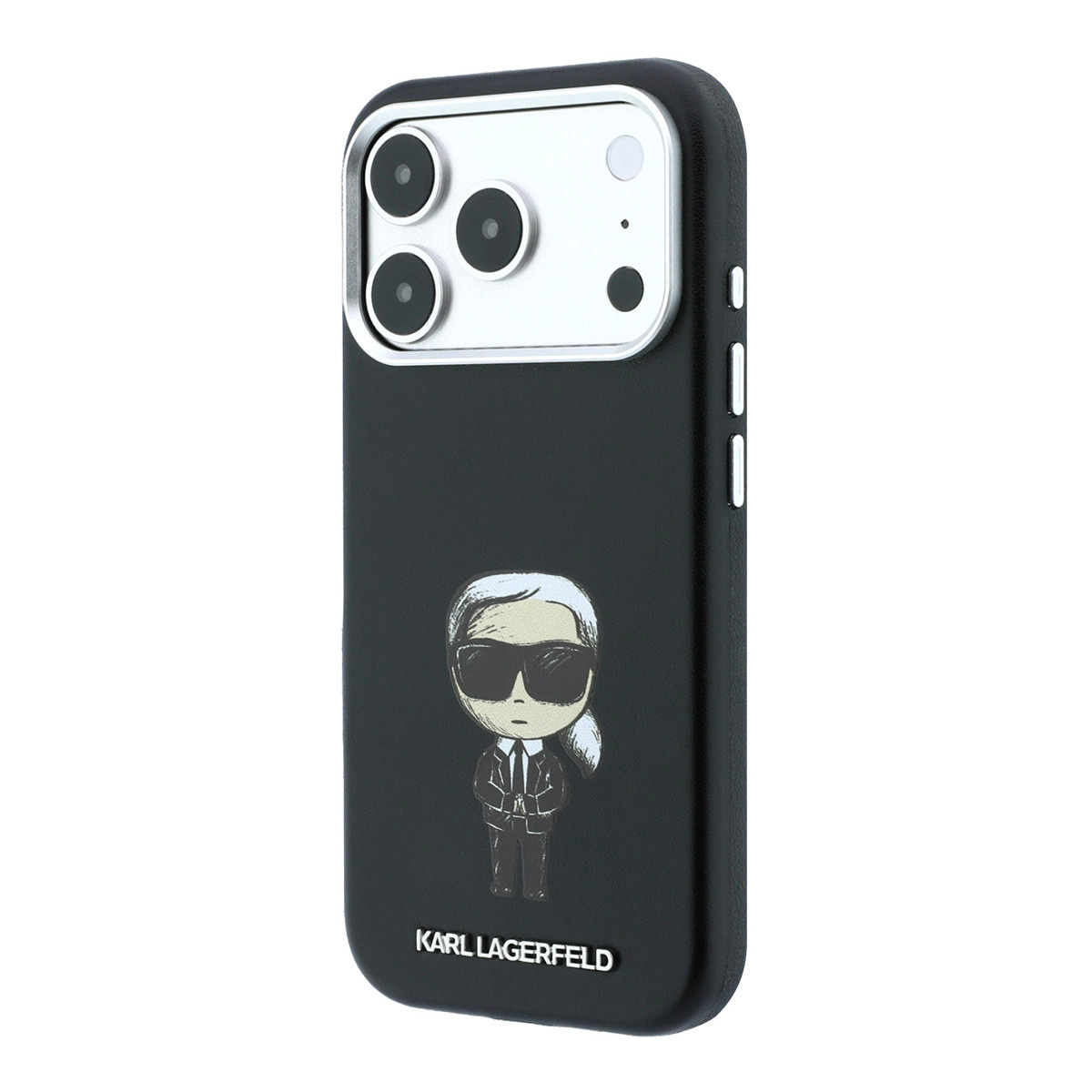 Karl iPhone 18 Pro Max Case hard shell - MagSafe - SW - smooth PU - Ikonik Sketch Zwart - detail 1