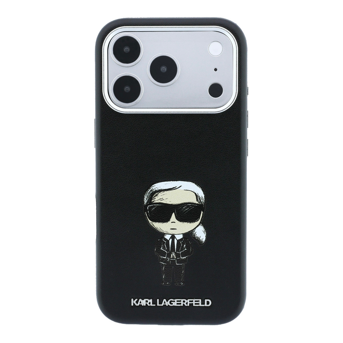 Karl iPhone 18 Pro Max Case hard shell - MagSafe - SW - smooth PU - Ikonik Sketch Zwart - detail 2