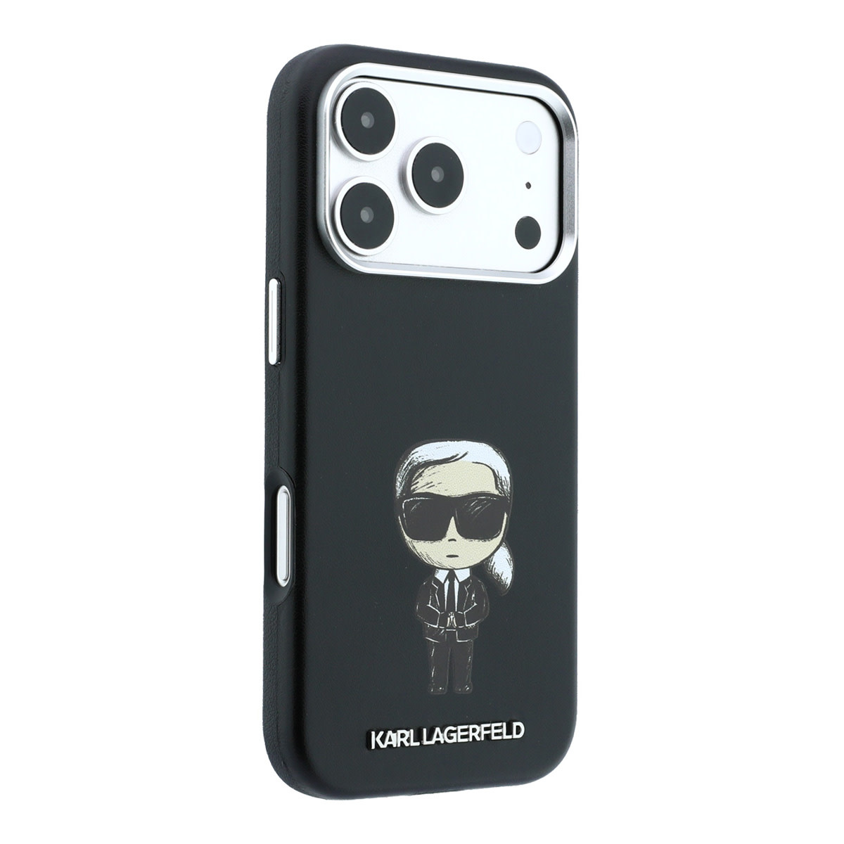 Karl iPhone 18 Pro Max Case hard shell - MagSafe - SW - smooth PU - Ikonik Sketch Zwart - detail 3