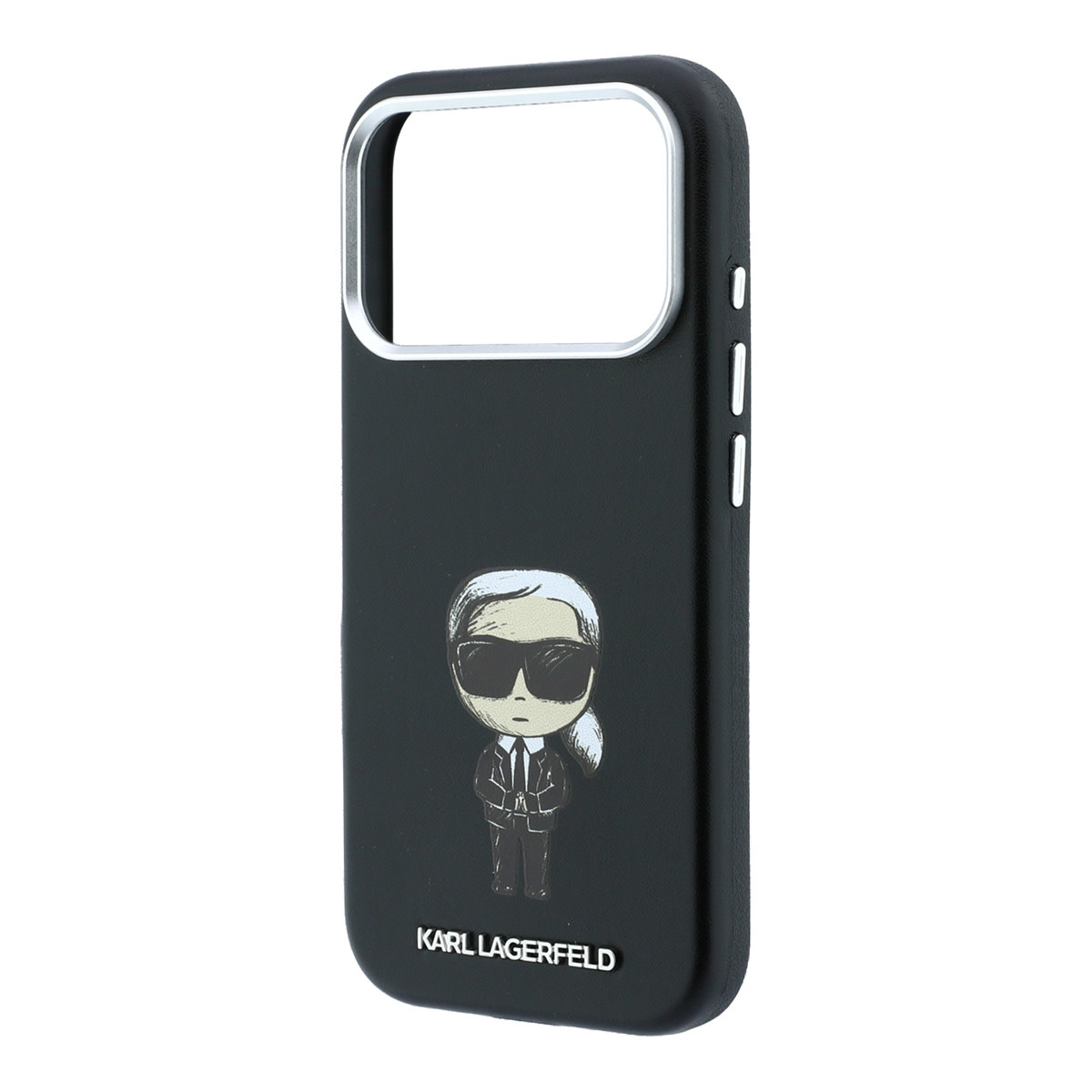 Karl iPhone 18 Pro Max Case hard shell - MagSafe - SW - smooth PU - Ikonik Sketch Zwart - detail 5