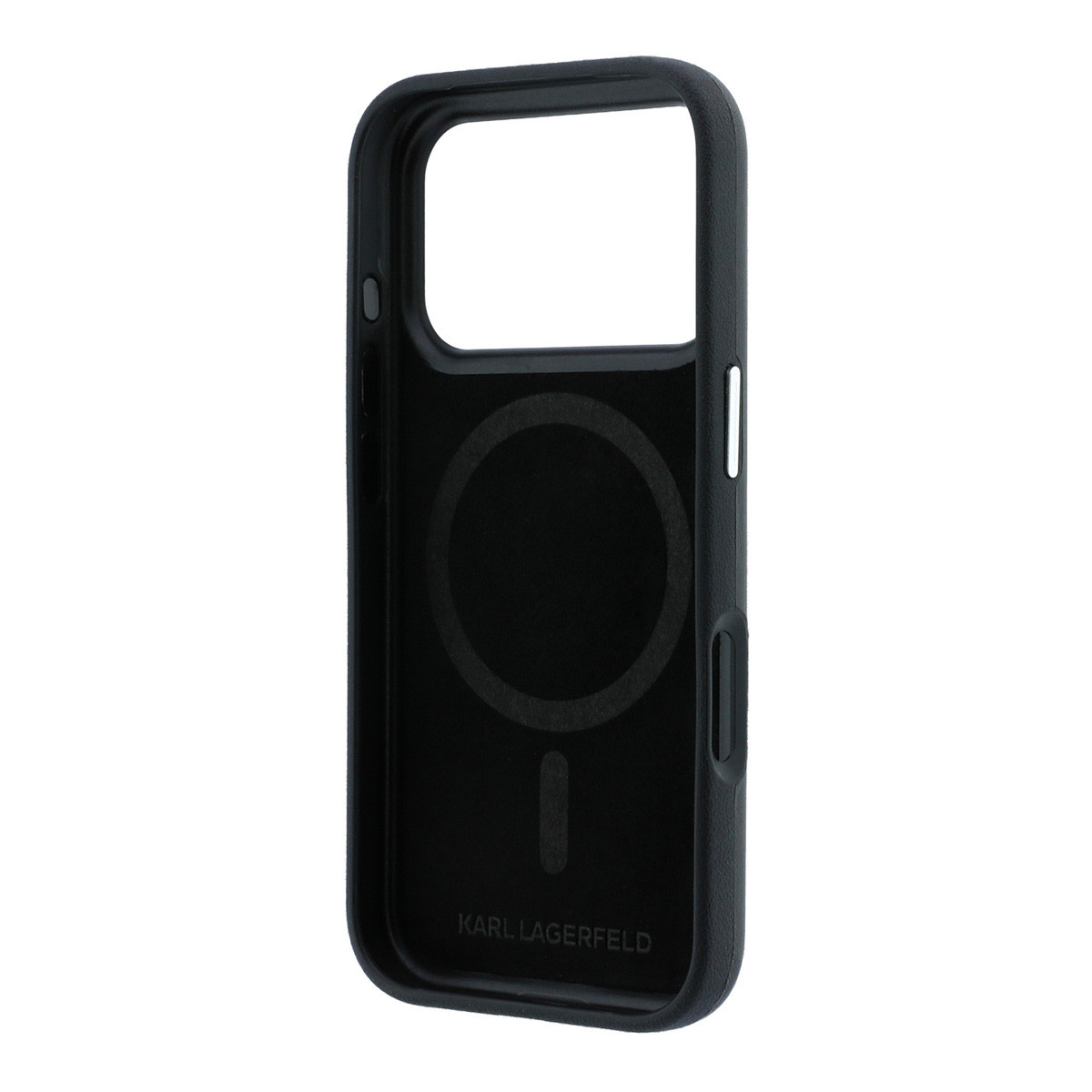 Karl iPhone 18 Pro Max Case hard shell - MagSafe - SW - smooth PU - Ikonik Sketch Zwart - detail 6