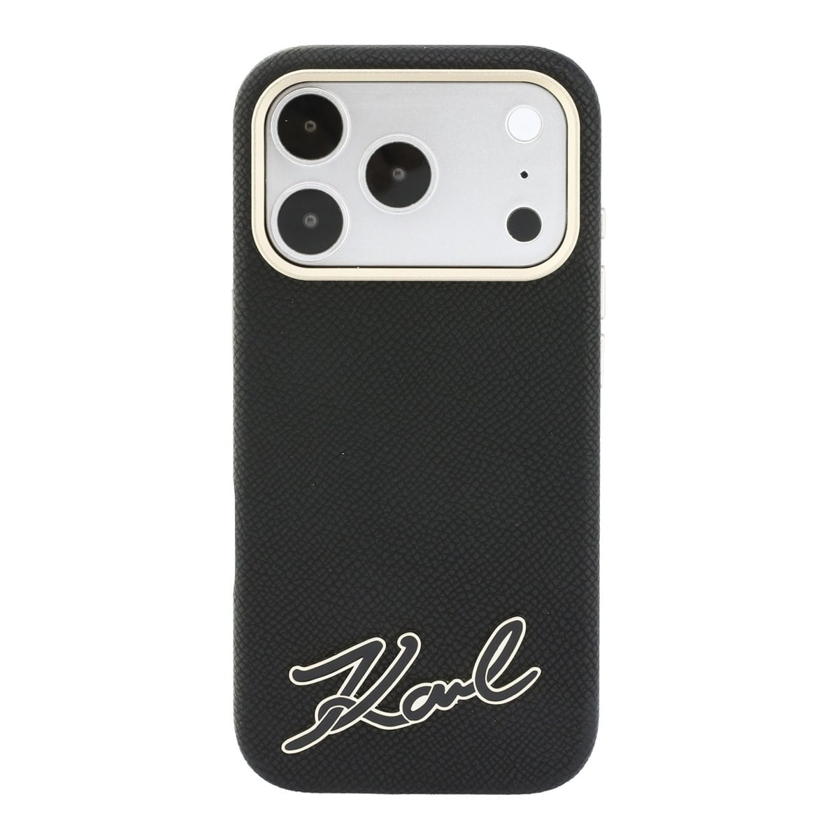 Karl iPhone 18 Pro Max Case hard shell - MagSafe - SW - grained PU - resin signature logo Zwart - detail 2