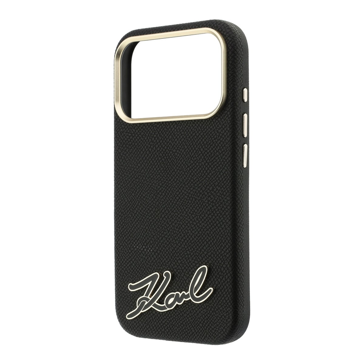 Karl iPhone 18 Pro Max Case hard shell - MagSafe - SW - grained PU - resin signature logo Zwart - detail 5