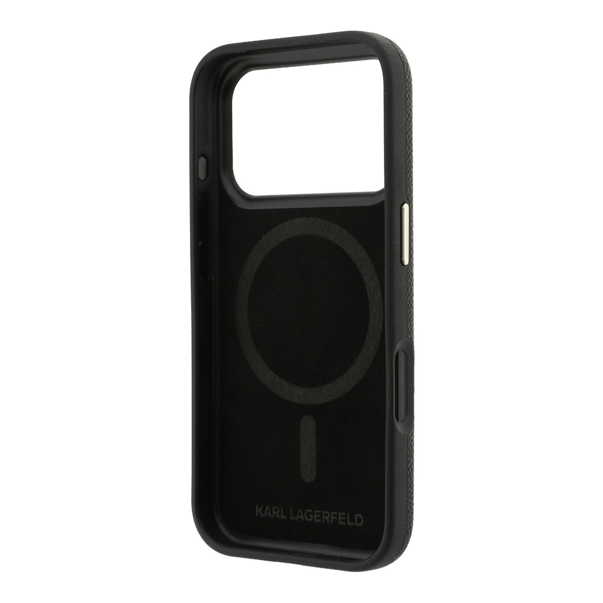 Karl iPhone 18 Pro Max Case hard shell - MagSafe - SW - grained PU - resin signature logo Zwart - detail 6